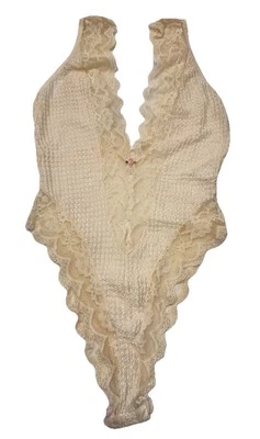 VTG 90’s Fredericks of Hollywood Off White Lace Teddy Plunge Halter Small - Image 1 of 4