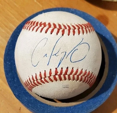 Autographed Baseball game used CARLOS PEREZ - Image 1 of 2