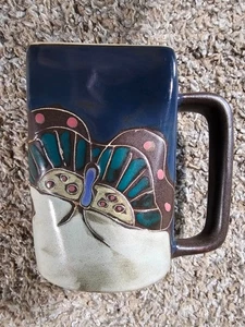 MARA GRANDE TAZZA GRES ✿ CERAMICA MESSICO ✿ FARFALLE UNICHE FATTE A MANO - Foto 1 di 6