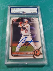 2022 Bowman Autograph Coby Mayo Baltimore Orioles PSA Auto Grade 10 - Picture 1 of 4