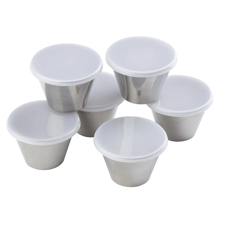 5 oz Round Stainless Steel Ramekins, Pack of 6 with Clear Lids - Image 1 of 1