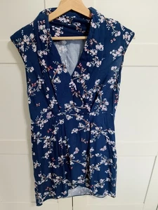 (574) Apricot Blue Floral Sleeveless Dress - Size 12 - Picture 1 of 8