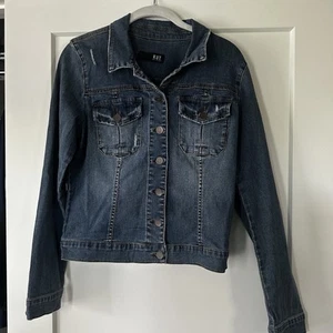 KUT From the Kloth Amelia Denim Jacket Medium Distressed Medium Wash - Picture 1 of 5