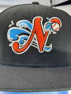 Norfolk Tides 59fifty Black & Orange N-Tide Fitted Hat; MILB Cap Size 7 Baseball - Image 1 of 4