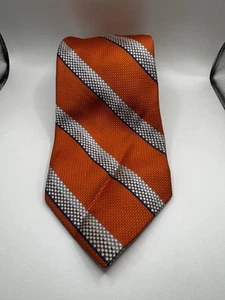 XMI SIGNATURE Long Silk Tie. Orange Striped Geometric. Hand Made in USA - Picture 1 of 6