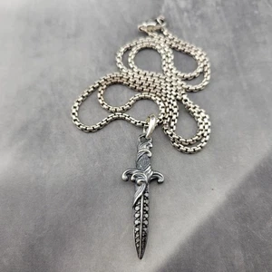 Colgante David Yurman Daga Onda Diamante Negro Plata Esterlina y Diamante con Cadena de 20 pulgadas - Imagen 1 de 10