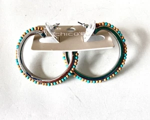 Chicos earrings New pierced hoop Pompano turquoise beaded - Picture 1 of 6