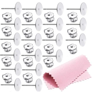 25 Paar 925 Sterling Silber Ohrringe Pfosten Flach Polster Ohrstecker Hypoallergen Bl... - Bild 1 von 5