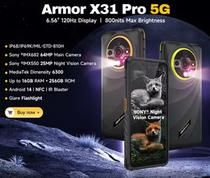 Ulefone Armor X31 PRO 5G Waterproof 16+256GB NFC 64MP Rugged Android 14 Phone - Picture 1 of 9