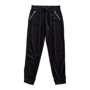 Justice Kids Pull On Zipper Pockets Black Drawstring Jogger Pants Girl's Size 12 - Picture 1 of 7