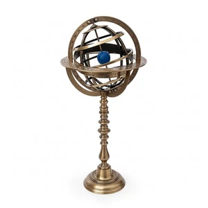 Brass Armillary Sphere Globe Decor - Vintage Style Astronomy Desk Ornament - Picture 1 of 7