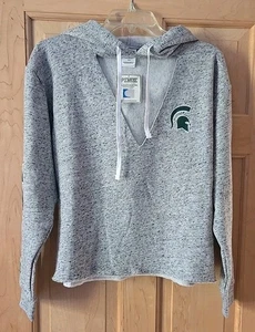 NWT Victoria Secret Michigan State  University Cropped Chocker Hoodie Size Med - Picture 1 of 4