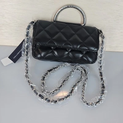 French Connection Quilted Purse Top Handle Crossbody Bag Mell Black NEW NWT $88 - Image 1 of 4