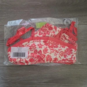Janie and Jack Girls Recycled Floral Bow 2-Piece Swimsuit Size 10 Red - Picture 1 of 3