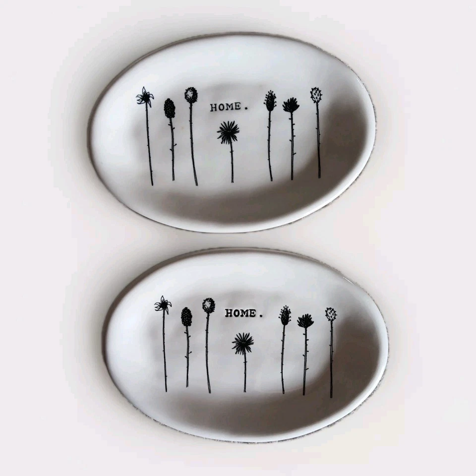 "Platos ovalados RAE DUNN magenta HOME flores silvestres tempranas plato de baratija 8""" Foto 1 de 2