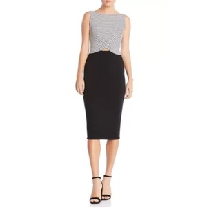 Bailey 44 Striped Sleeveless Twist Cutout Jersey Bodycon Dress Stretch Office XS - Picture 1 of 9