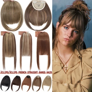 Straight Front Bangs Fringe Piece Clip In Hair Extensions Natural Real As Human - Picture 1 of 65