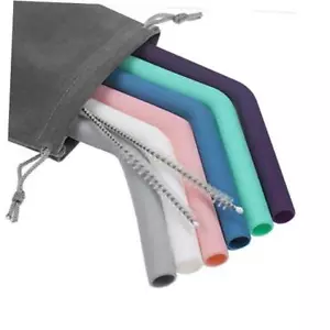 Set of 6 Silicone Drinking Straws for 30oz and 20oz - Reusable 8mm diameter - Picture 1 of 8
