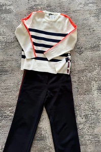 Damen Pullover, St. James l´ Atelier, frz. Gr. 42,wollweiß, navy, orange - Bild 1 von 5