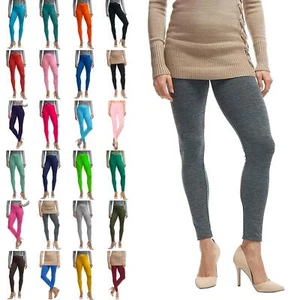 Basic Plain Elastic Waist Jersey Slim Fit Pants Womens Jeggings - Picture 1 of 29