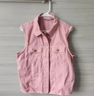 Nordstrom розовый хлопок коттедж Core прибрежный джинсовой ткани Jean жилет размер L винтажный Y2K - Изображение 1 из 4