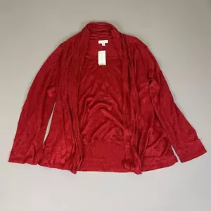 Charter Club Woman Red Fine Gauge Cardigan Sweater Open Plus Size 2X New NWT - Picture 1 of 13