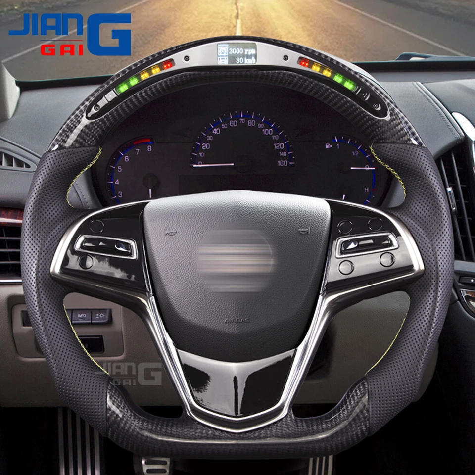 LED Carbon Fiber Spport Steering Wheel for For Cadillac ATS-L ATS-V 2013-2019 - Image 1 of 4