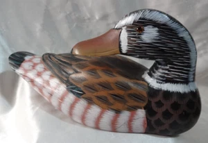 Wooden Duck Decoy Hand Painted Made in People's Republic of China VTG 10.5" long - Picture 1 of 7