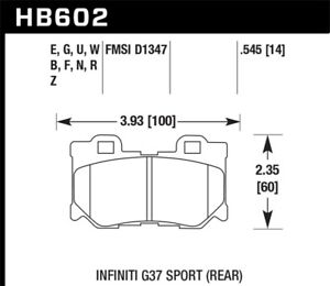 Hawk Fits Infiniti G37 Sport HPS Street Rear Brake Pads