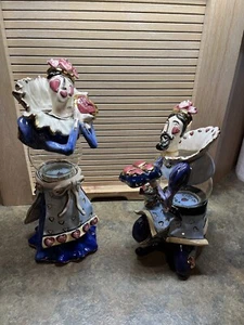 2001 Blue Sky Clayworks King & Queen of Hearts Teelicht Kerzenhalter selten - Bild 1 von 21