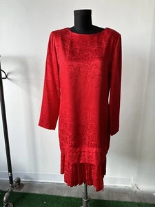 Vintage Damen Kleid AUGUST SEIDE rote Rosen - Bild 1 von 11