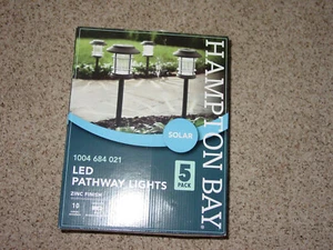 Hampton Bay Solar Zinc Outdoor Integrated LED Landscape Pathway Lights 5 Pack - Picture 1 of 4