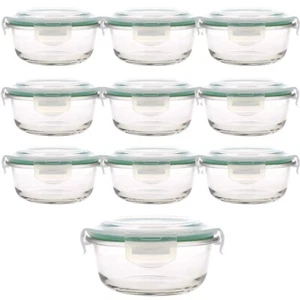 10x Premium Glass Food Storage Container Airtight Glass Food With Lid Kitchen - Picture 1 of 11