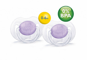 Avent Soother Purple Translucent 0-6m, Pack of 2, Pacifier, Orthodontic Soothers