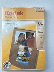 Kodak Photo Paper Instant Dry Gloss 60 sheets 4"x6" 44 lb 6 Mil New - Picture 1 of 2