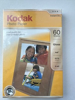 Kodak Photo Paper Instant Dry Gloss 60 sheets 4"x6" 44 lb 6 Mil New - Image 1 of 2