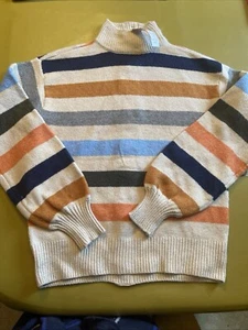 Neu St. Johns Bay mehrfarbig gestreifter Pullover Mock Rollkragen Knöpfe hinten Gr. XS - Bild 1 von 12