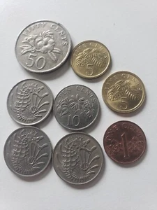 Singapore 50, 4x 10s x,2x 5s, 1 cent coins 1967-1991 - Bild 1 von 2