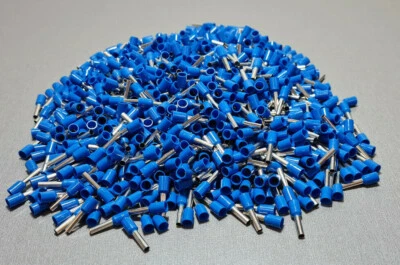 1000Pcs E2510 14AWG 2.5mm² BLUE Insulated Ferrule Bootlace Terminals Crimp - image 1 of 3
