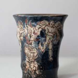 Rolf Walter Putten and Cherub Pottery Mug Carved Glazed Hand Painted 2005 - Picture 1 of 4