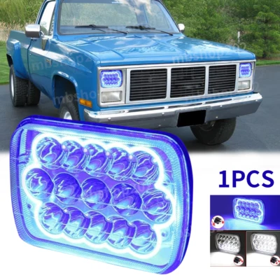Fit Chevrolet K1500 K2500 K3500 1988-99 Pickup 5x7" 7x6" Led Headlight Blue DRL - Image 1 of 4