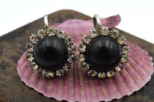 RARE Antique Jewelry 1940s old Memorial russian Earrings silver 875 bakelite vtg - Picture 1 of 18
