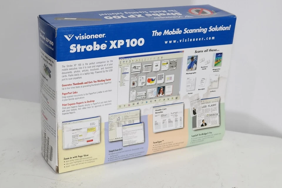 NEW VISIONEER STROBE XP 100 BLACK PORTABLE SHEETFEED DOCUMENT PORTABLE SCANNER - Image 1 of 2