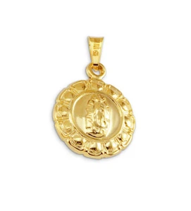 14k gebundenes Gold religiöser Jesus Christus Blumen Anhänger - sg192 - Bild 1 von 3