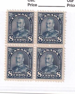 CANADÁ # 171 VF-MNH BLOQUE DE 4 KGV 8 quilates HOJAS NÚMEROS DE GATO VALOR $200 - Imagen 1 de 1
