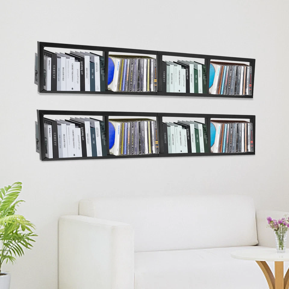 2x Floating Shelf Wall Mount CD DVD Rack Media Storage Organizer Shelves Large - Image 1 of 4