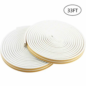 33ft Soundproof Weather Stripping Door Kit Self-Adhesive Rubber Door Seal Strip - Picture 1 of 13