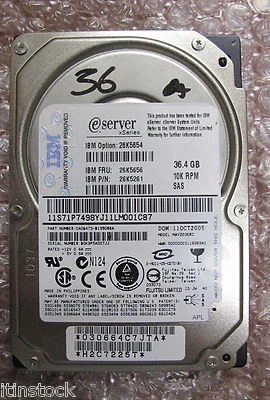 IBM eServer 36GB,Internal,10000 RPM 2.5" SAS Hard Drive HDD, 26K5656 - Image 1 of 2