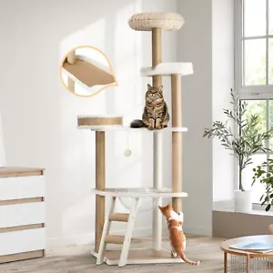 Alopet Cat Tree Tower Rattan Scratching Post Scratcher Cats Condo House 153cm - Picture 1 of 10