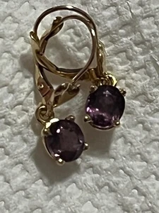 Granat Ohrringe Leverback 14K Gelbgold - Bild 1 von 10